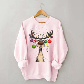 Vintage Reindeer Christmas Light Xmas Sweatshirt