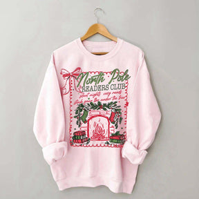 North Pole Readers Club Coquette Christmas Book Sweatshirt