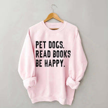 Retro Bookish Reading Books and Dogs Sweatshirt