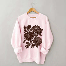 Vintage Linocut Flower Boho Botanical Sweatshirt
