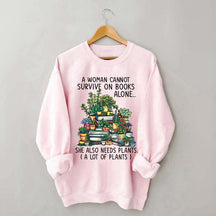 Books Plants Women Sweatshirt