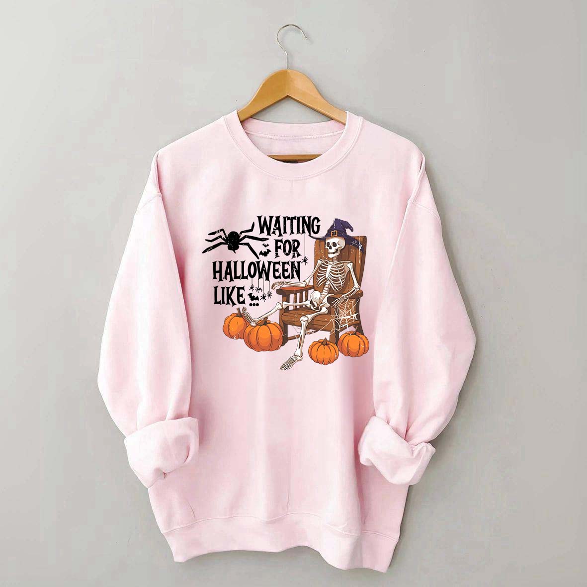 Waiting For Halloween Funny Skeleton Sweatshirt