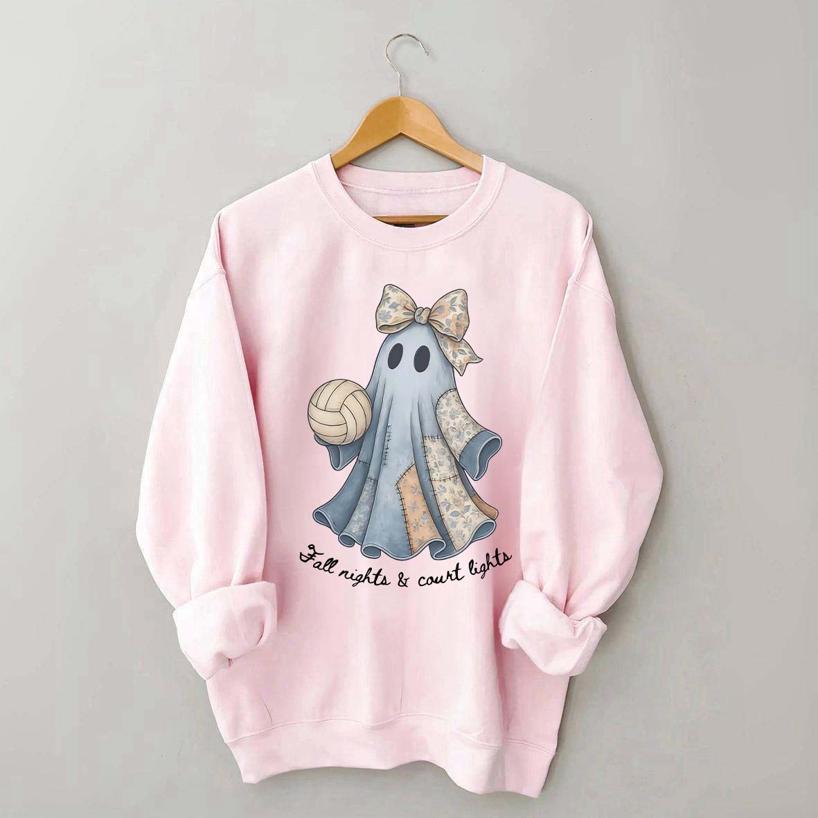 Retro Patchwork Ghost Volleyball Sweatshirt
