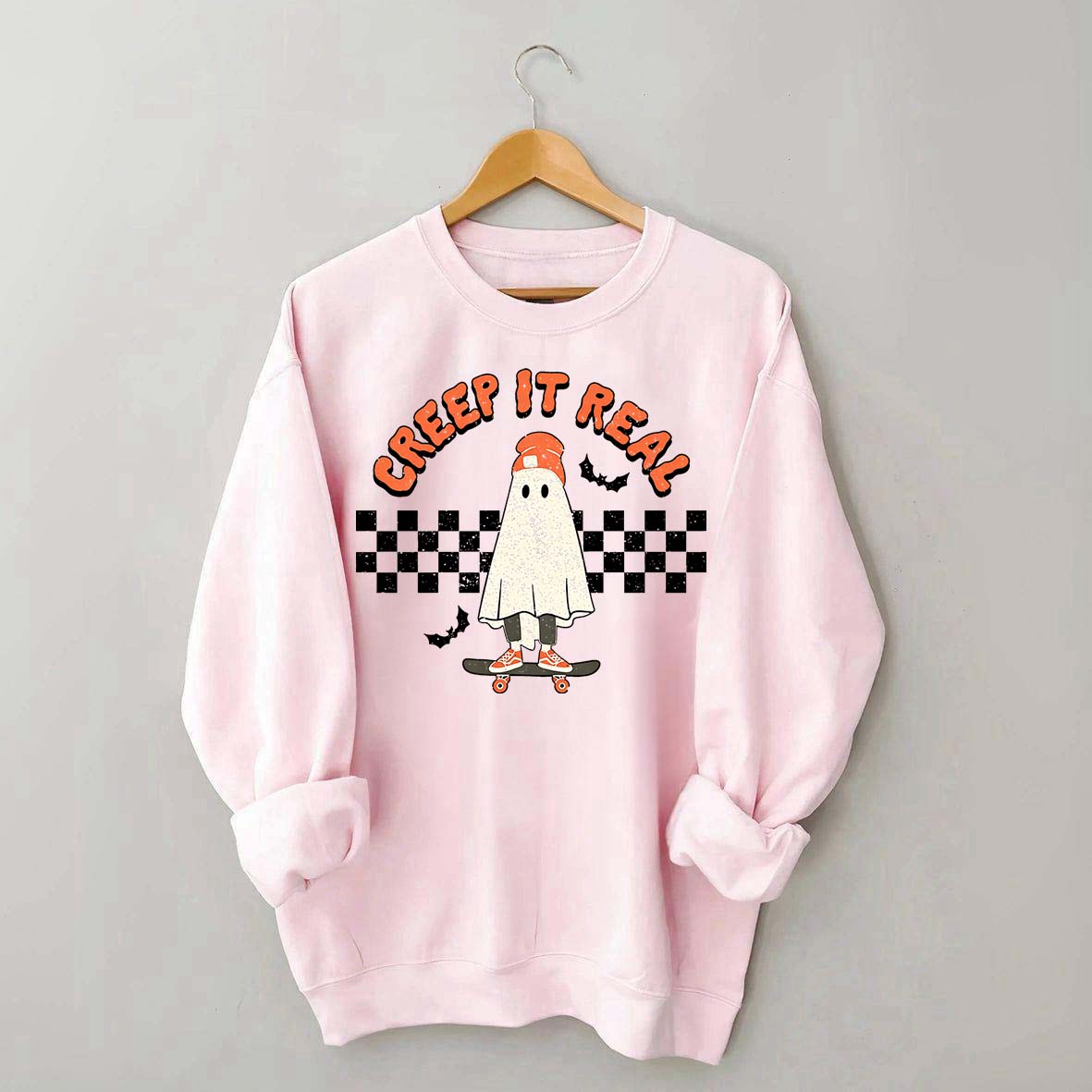 Retro Ghost Creep It Real Halloween Sweatshirt