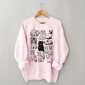 Retro Kitten Graphic Cat Sweatshirt