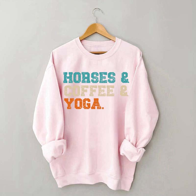 Horses Coffee Yoga Sweatshirt
