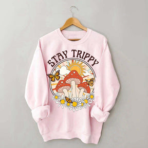 Stay Trippy Mushroom Boho Rainbow Sweatshirt