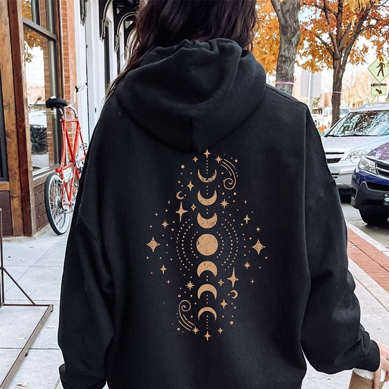 Vintage Celestial Vertical Moon Phase Hoodie