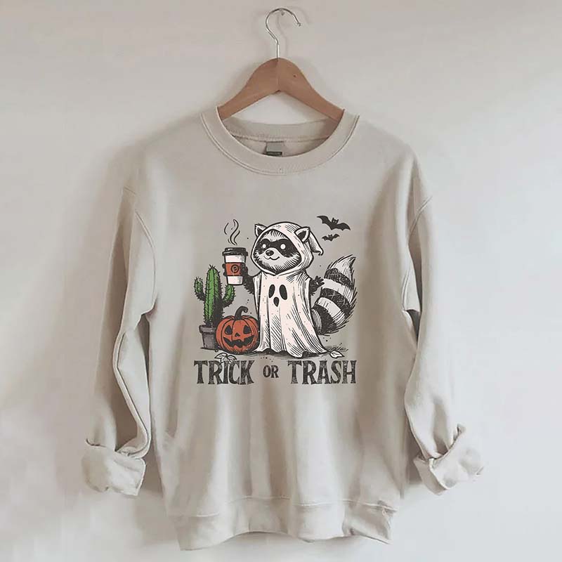 Trick Or Trash Raccoon Halloween Sweatshirt