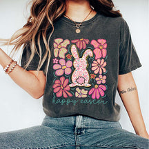 Happy Easter Bunny Floral T-Shirt