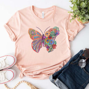 Floral Butterfly Groovy Flower T-Shirt