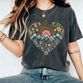Love Hiking Mountain Heart T-Shirt