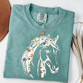 Comfort Colors Floral Horse Coastal Cowgirl T-Shirt