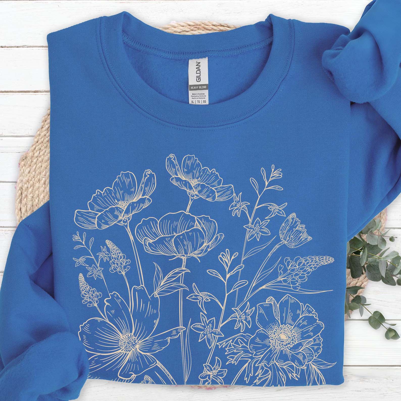 Vintage Pressed Yellow Flowers Floral Sweatshirt