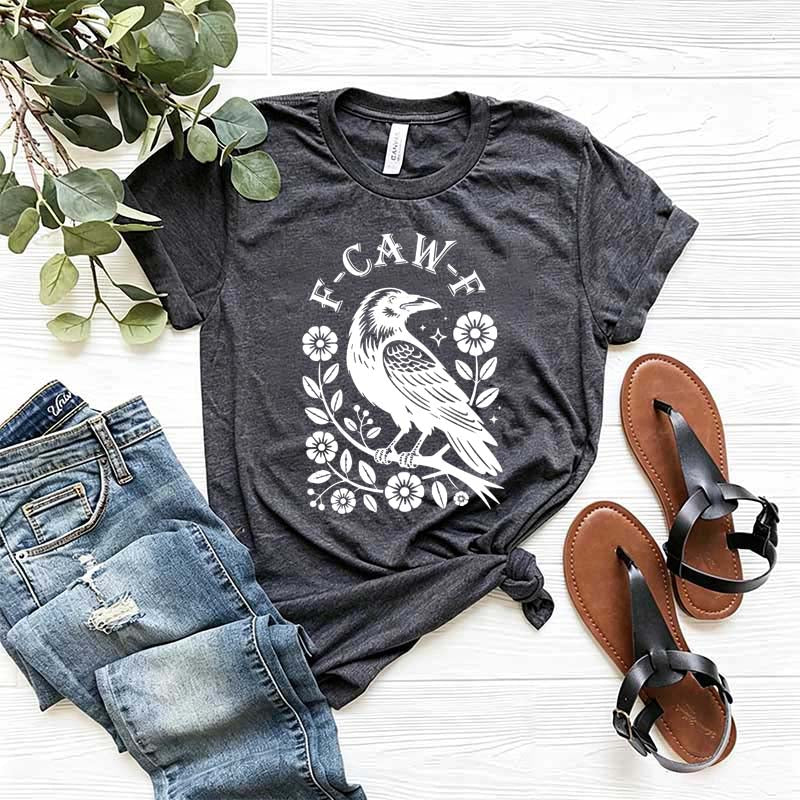 Black Gothic Crow Trendy Bird T-Shirt