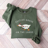 Festive Goose on the Loose Christmas Xmas Duck Sweatshirt