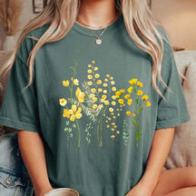 Boho Yellow Botanical Wildflower Flower T-Shirt