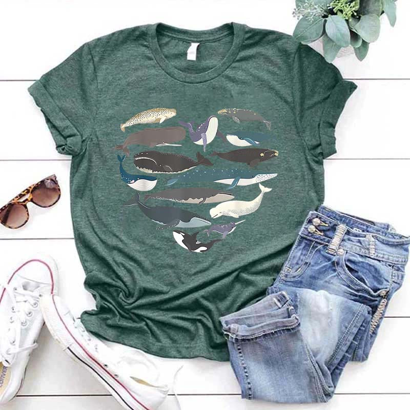 Whale Heart Graphic Ocean Lover T-Shirt