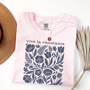 Vive La Resistance Floral Pattern Resist T-Shirt