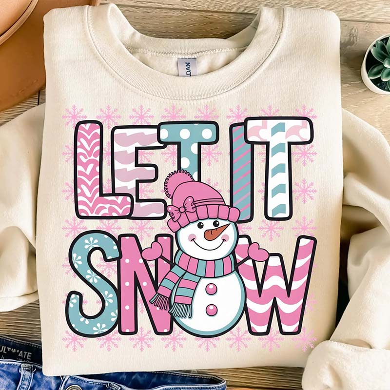 Let It Snow Pink Snowflakes Sweatshirt