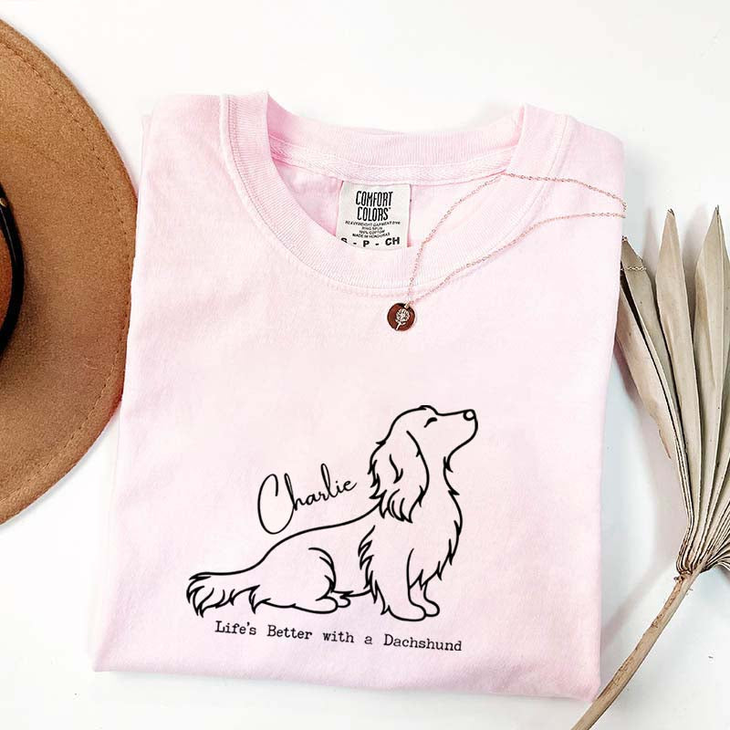 Custom Name Long Hair Dachshund T-Shirt