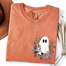 Halloween Ghost Floral Spooky Season T-Shirt