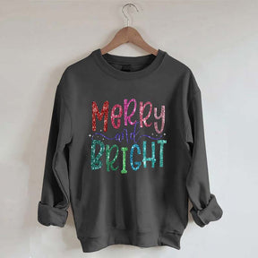 Merry And Bright Christmas Printed Sweatshirt