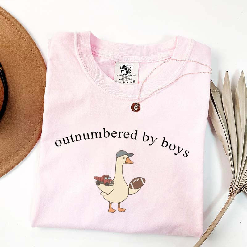 Outnumbered by Sons Mom Goose T-Shirt