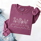 One Day At A Time Cozy Floral Sweatshirt