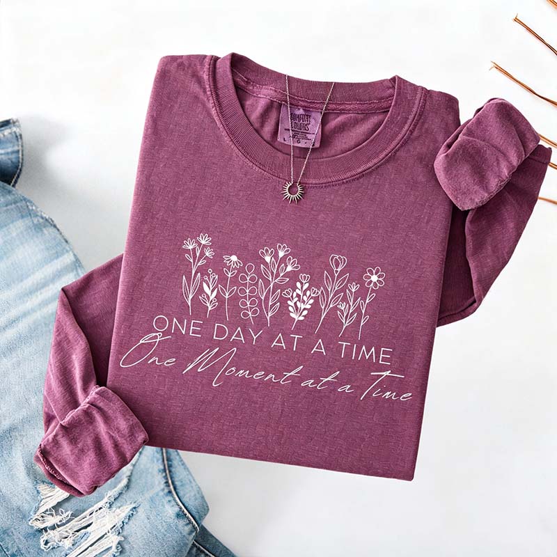 One Day At A Time Cozy Floral Sweatshirt