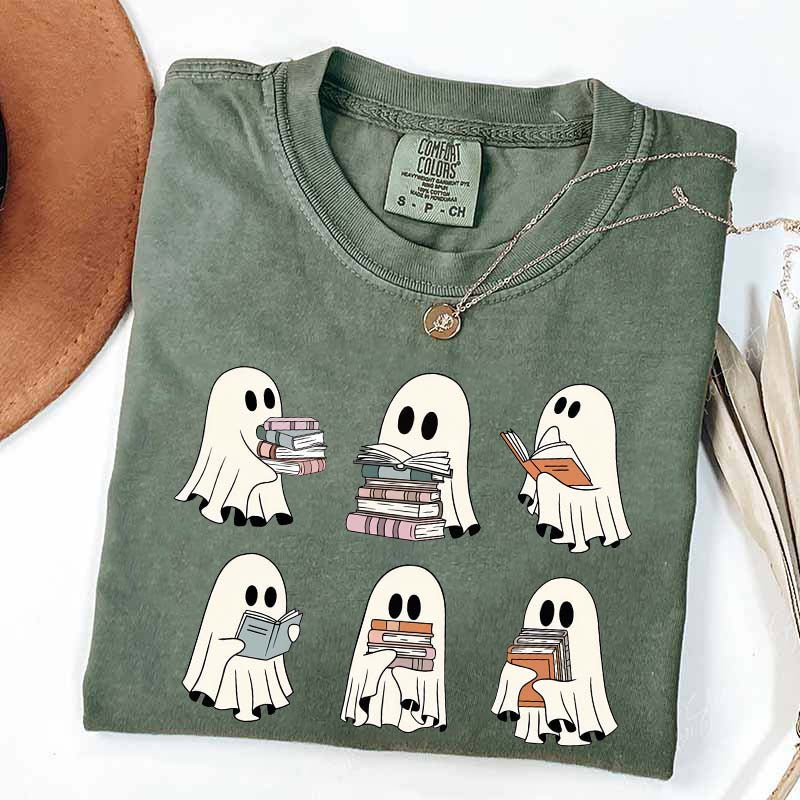 Ghost Reading Books Librarian T-Shirt