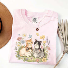 Retro Kitten Cute Cat Butterfly T-Shirt