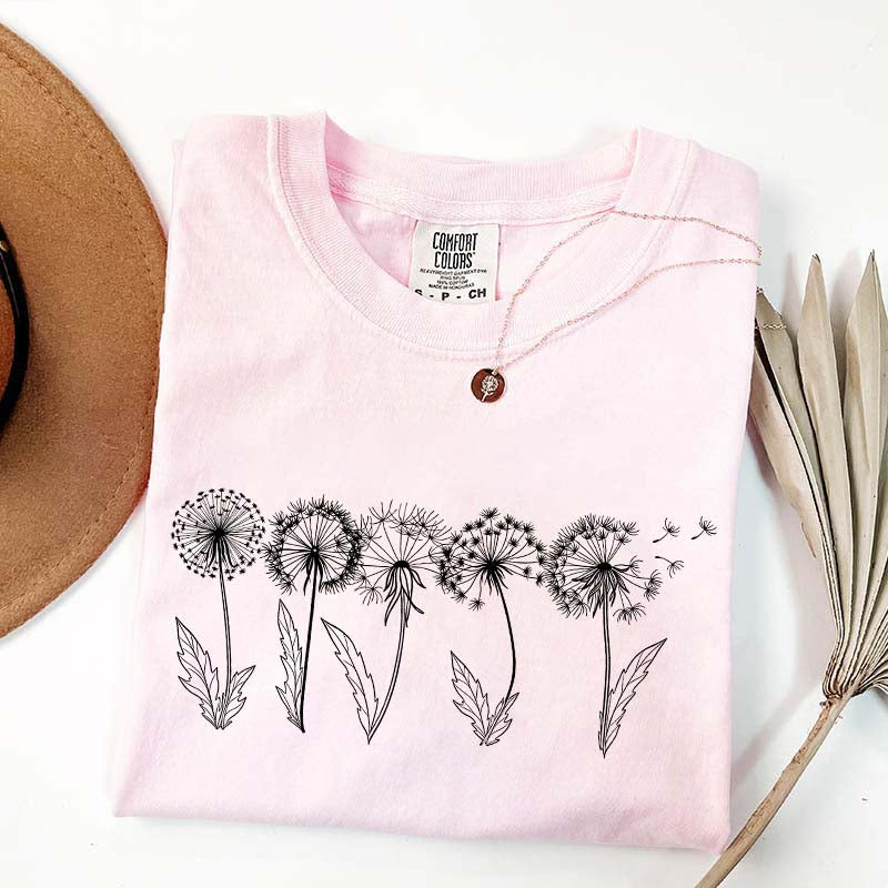 Dandelion Floral Comfort Colors Womens T-Shirt