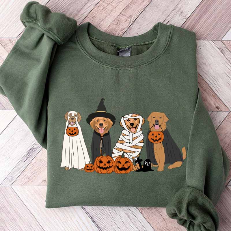 Golden Retriever Ghost Dogs Halloween Sweatshirt