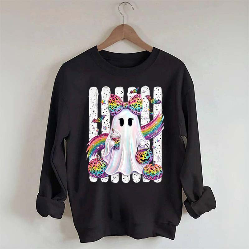 Preppy Ghost Coquette Leopard Girly Sweatshirt