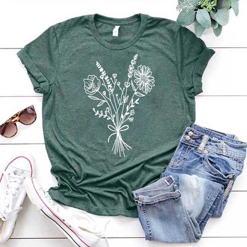 Retro Minimalist Flower Bouquet T-Shirt
