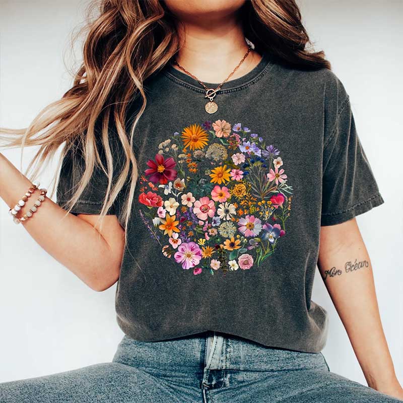 Boho Pressed Flower T-Shirt
