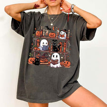 Comfort Colors Ghost Reading Cat T-Shirt