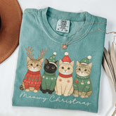 Christmas Cat Meowy Christmas Santa Hat T-Shirt