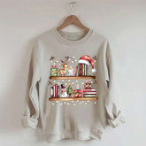 Christmas Bookshelf Book Lover Club Sweatshirt