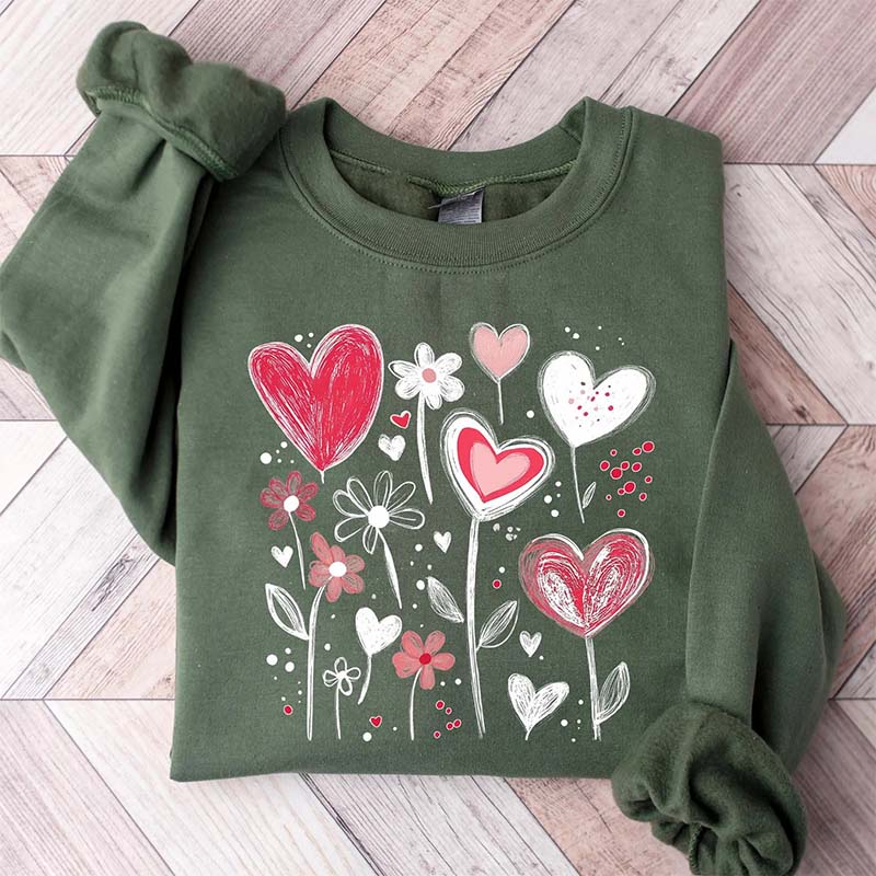 Colorful Heart Flower Sweatshirt