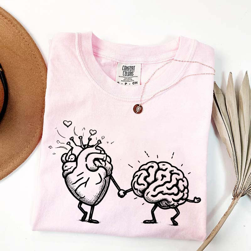 Mental Health Awareness Brain Heart T-Shirt