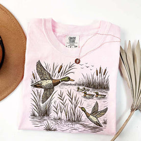 Retro Flying Mallard Duck T-Shirt