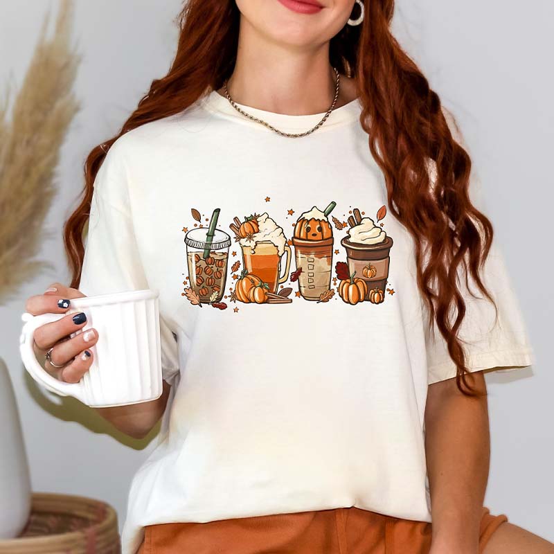 Fall Coffee Pumpkin Latte Halloween T-Shirt