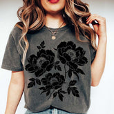 Vintage Linocut Peony T-Shirt