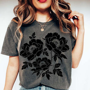 Vintage Linocut Peony T-Shirt