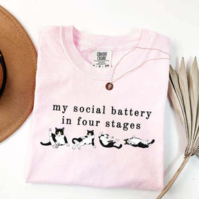My Social Battery In Four Stages Cats T-Shirt