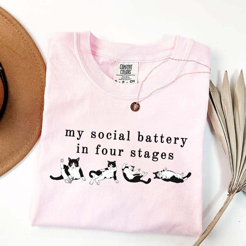My Social Battery In Four Stages Cats T-Shirt