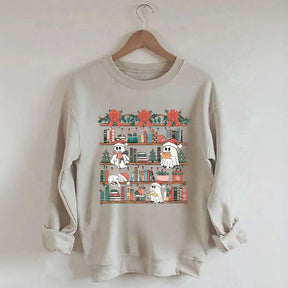 Book Lover Christmas Cute Ghost Sweatshirt