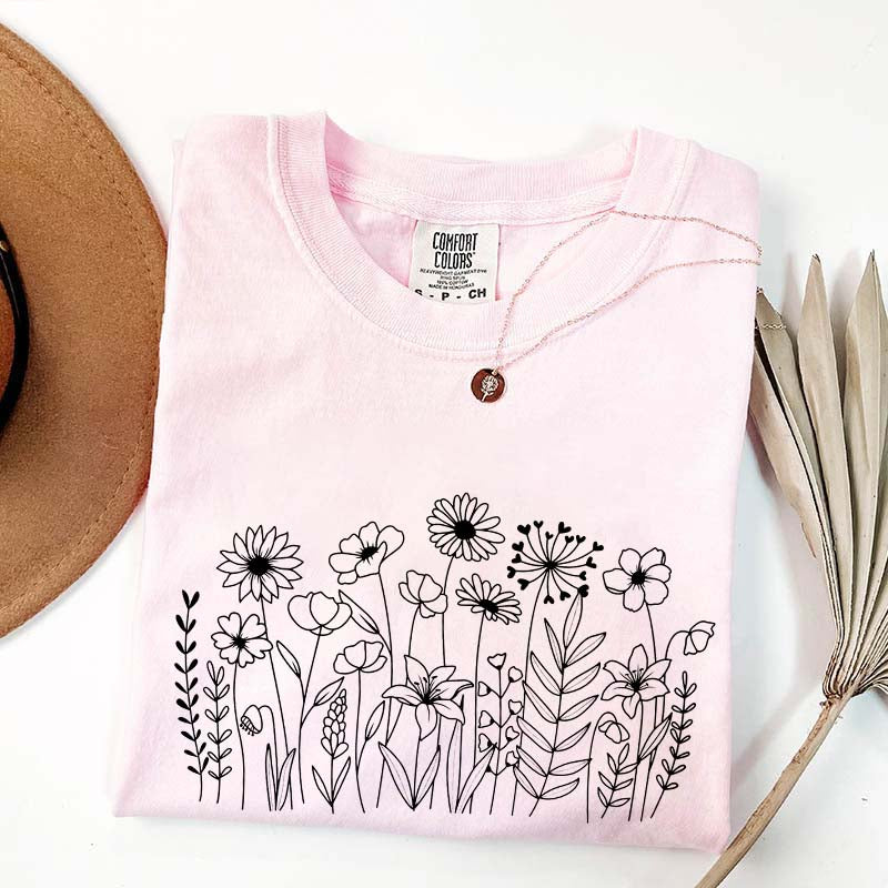 Wild Flower Minimalist Floral T-Shirt